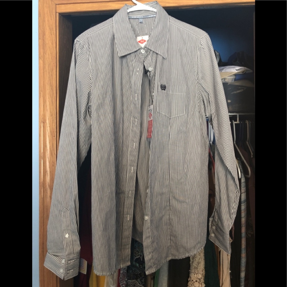 Cinch long sleeve striped button down
